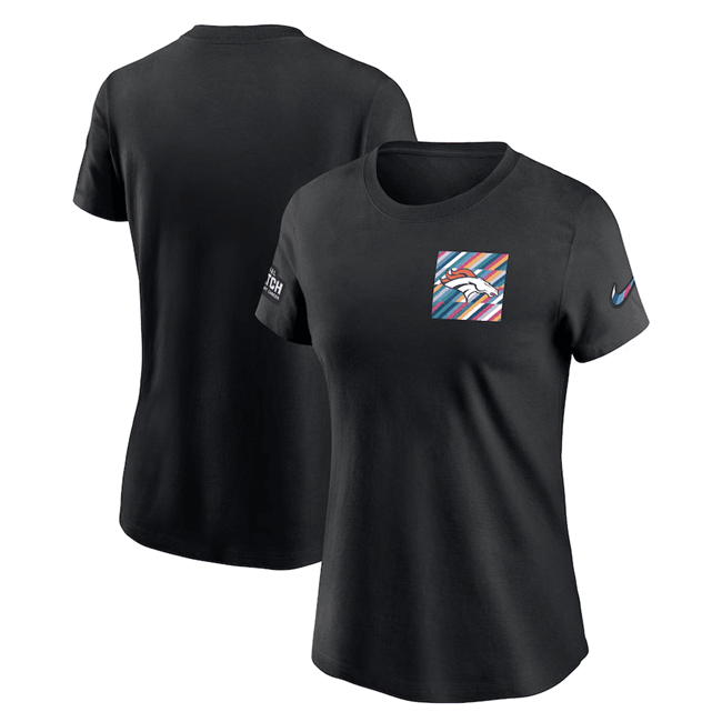 Women's Black Denver Broncos 2023 Crucial Catch Sideline Tri-Blend T-Shirt(Run Small)
